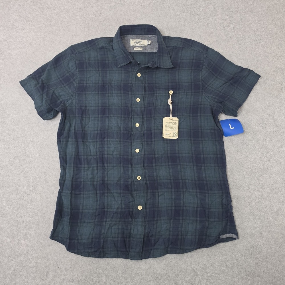 Grayer's Clothier Men Green Check Short Sleeve Button Up Shirt Sz Large NWT